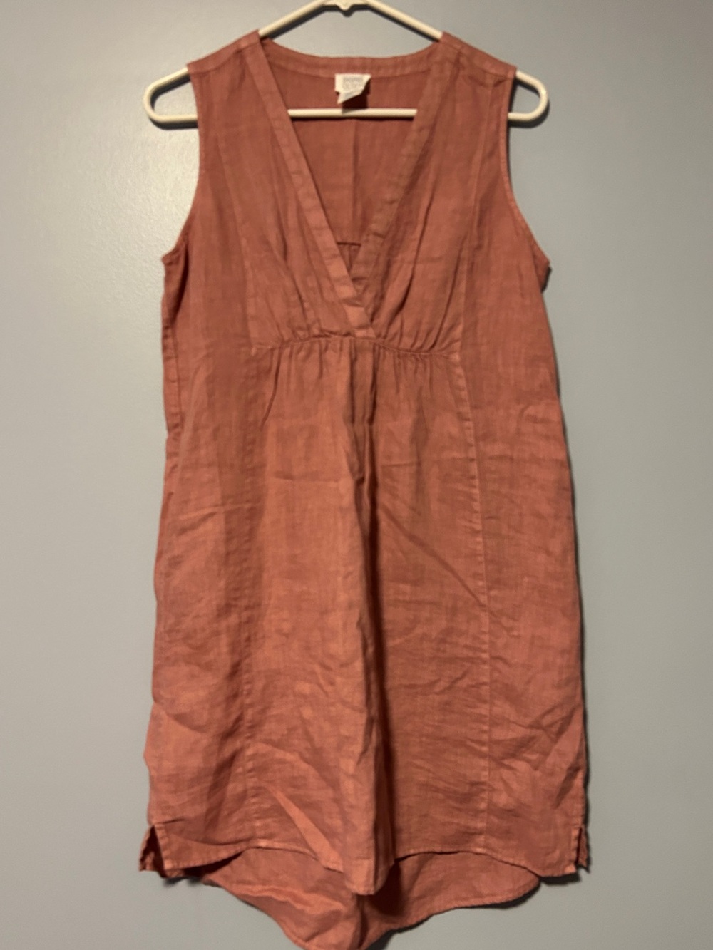 Sigrid Olsen Linen V-Neck Dress - Dusty Rose XS